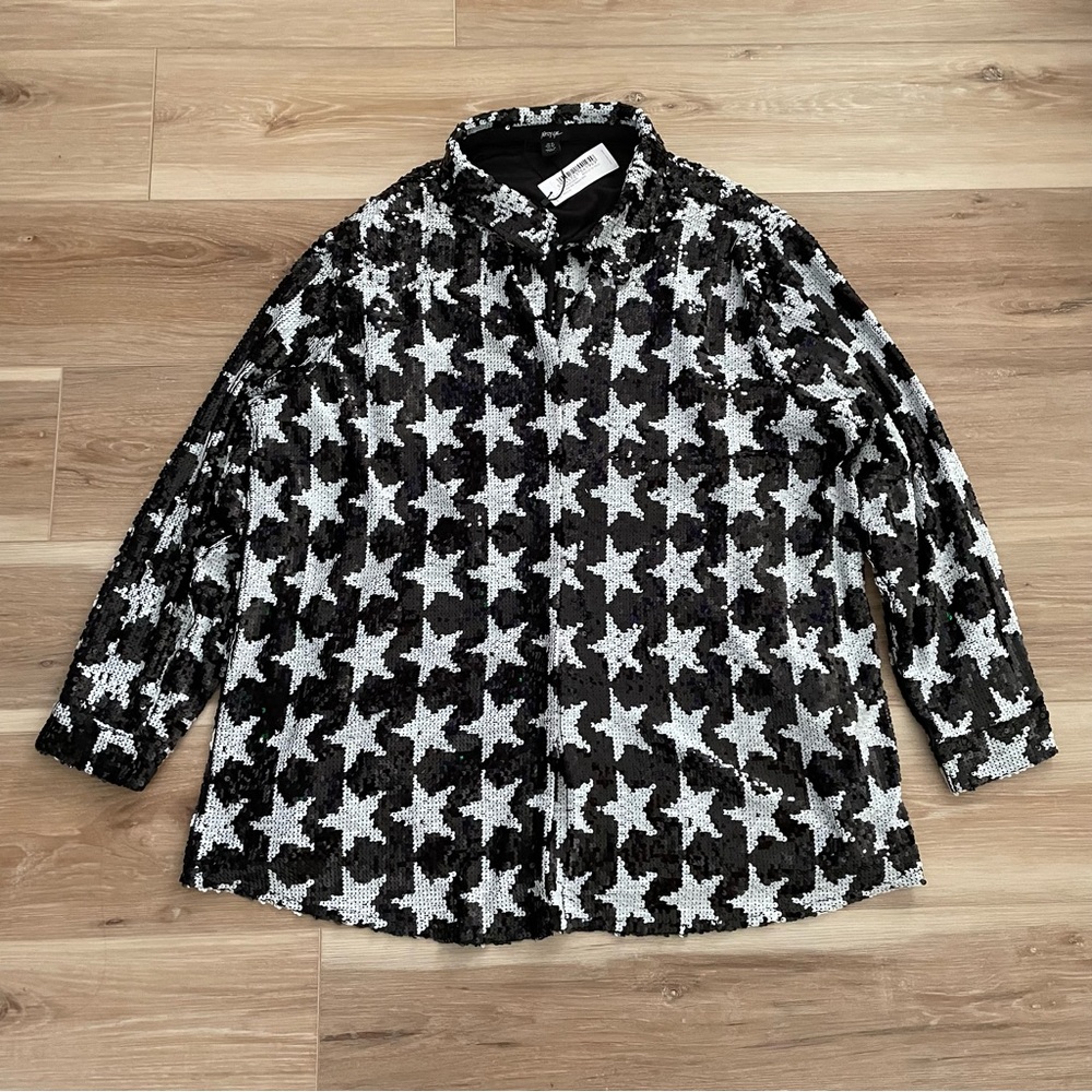 Nasty Gal Plus Size Star Sequin Shirt 14